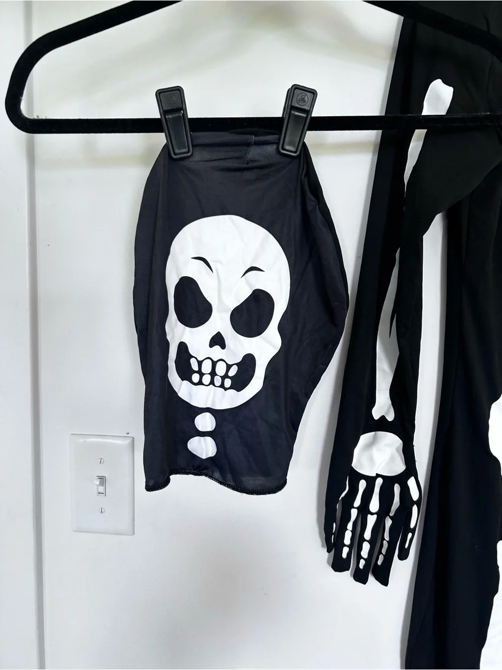 Spooktacular Creations Kids Skelton Halloween Costume Bodysuit & Mask Size XL